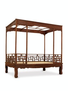 Huanghuali six-post canopy bed, Jiazichuang Qing Dynasty by Qing Dynasty Chinese School