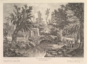 View of the Lavandieres Bridge at the Peasant House by Quentin Pierre Chedel