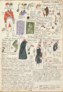 Military Uniforms at the Time of the Cisalpine Republic from 1801. Color Plate by Cenni Quinto