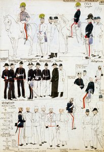 Uniforms of Duchy of Modena in 1849, plate from Cenni Codex collection of military sketches