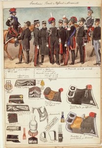 Uniforms of Royal Carabinieri, Officers and Non-Commissioned Officers of Kingdom of Italy, Color Plate by Quinto Cenni