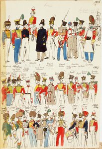Various uniforms, dating from 1826 to 1829