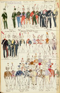 Various uniforms of the Kingdom of Naples from 1814