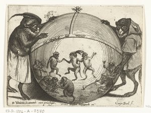 Two Monkeys Holding a Globe by Quirin Boel