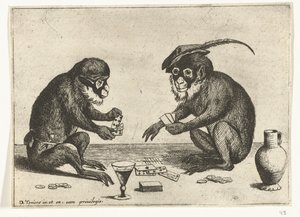 Two Monkeys Playing Cards by Quirin Boel