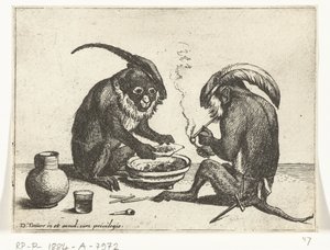 Two Monkeys Smoking Pipes by Quirin Boel