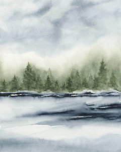 Misty Forest Lake by Rachel Elise