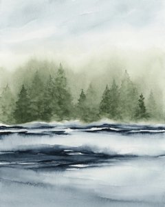 Misty Forest Lake by Rachel Elise