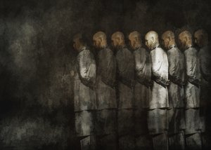 Somber Line of Men by Rachel Pansky