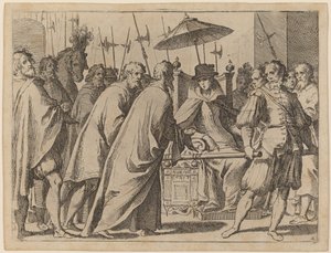 Margaret of Austria Being Carried in a Chaise by Raffaello Schiaminossi