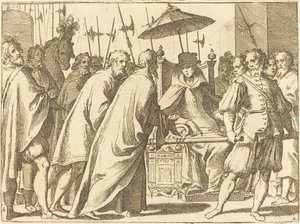 Margaret of Austria Being Carried in a Chaise by Raffaello Schiaminossi