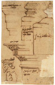 Sketches of various elements of the Arch of Titus, Rome by Raffaello da Montelupo