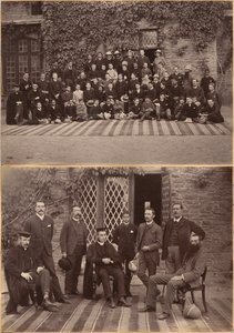 Principal and Teachers of Bishop Cotton School, Shimla (recto); Middle Class Students and Staff, Bishop Cotton School, Shimla (verso) by Raja Deen Dayal