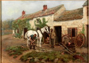 Smithy, Hexham Bridge End, 1885 by Ralph Hedley