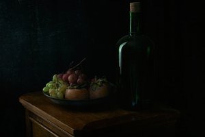 Moody Grapes And Bottle by Ramiz Sahin