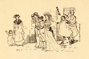 Bystanders watch as John Gilpin gallops past by Randolph Caldecott