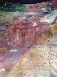The Electricity Fairy, detail of the left hand side depicting various cities
