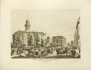 N. W. Corner of LaSalle and Randolph, Chicago, Showing Court House Square in the Year 1864 by Raoul Varin