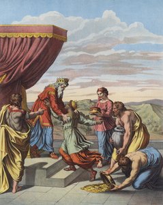 King Solomon receiving the Queen of Sheba by after Raphael