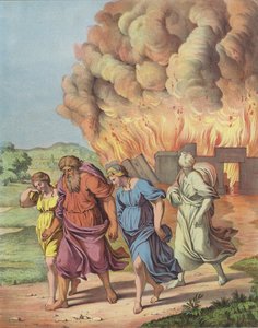 Lot and His Family Fleeing the Destruction of Sodom