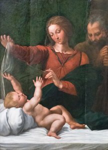 Holy Family, Also Known as Madonna del Popolo, Madonna di Loreto or Madonna del Velo by Raphael (1483 1520)