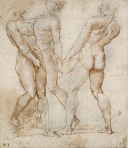 Three Nude Bearers (detail) by Raphael