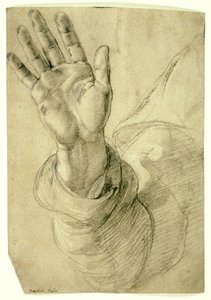 Upraised Right Hand, with Palm Facing Outward: Study for Saint Peter