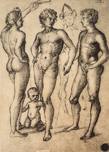 Study of four male figures and a baby