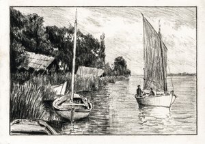 Boats on the Gironde Estuary by Raymond Bonnefon
