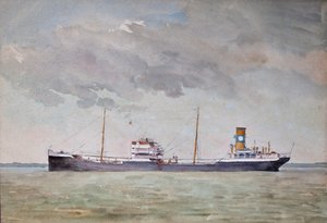 Cargo on the Gironde Estuary by Raymond Bonnefon