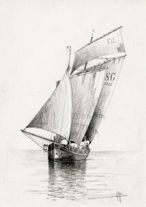 Barges on the Gironde Estuary by Raymond Bonnefon