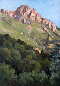 Landscape with mountain by Raymond Bonnefon