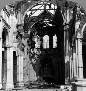Damage to the Church of Notre Dame, Armentieres, France, World War I