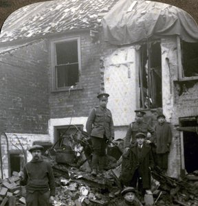 Destruction wrought by German Zeppelin bombs, World War I by Realistic Travels Publishers