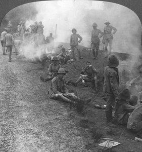 Early morning camp fires and breakfast in the Persian Gulf, World War I, c1914-c1918 by Realistic Travels Publishers