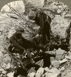 Giving water to a wounded pal, Hooge, Ypres, Belgium, World War I, 1914-1918 by Realistic Travels Publishers