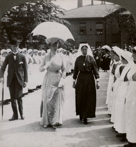 Her Majesty walking through the guard of honour of nurses of RN Hospital, Hull
