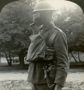 Infantry Fitted with the Latest Gas Masks and Steel Helmets, World War I, 1915-1918