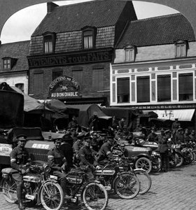 Lorries and Motorcycles of the Indian Army Corps, Merville, France, World War I