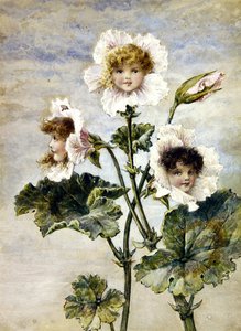 Geranium & Sweet Pea- Flower Children- a Pair by Rebecca Coleman