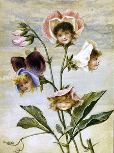 Geranium & Sweet Pea- Flower Children- a pair by Rebecca Coleman