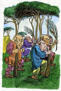 Fables: A Group of Trolls Find Themselves in the Forest to Perform a Rite of Magic, Illustration by Reginald L. Knowles for the Norwegian Fables Collection "Norse Fairy Tales" by P.C. Asbjornsen and J.I. Moe