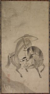 Su Dongpo Riding a Donkey, late 16th to early 17th century by Reietsu