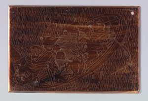 Figures in a canoe with a net full of luggage in Accra by Reijer Stolk