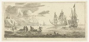 Seaport with Two Large Sailing Ships
