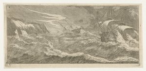 Sailing Ships in a Sea Storm by Reinier Nooms