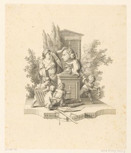Allegorical Representation with a Bust of Jacob Otten Huslij by Reinier Vinkeles (I)