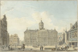 Amsterdam, the Dam with the Town Hall and the Waag by Reinier Vinkeles (I)