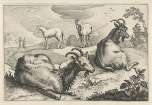 Landscape with Two Goats and Two Horses by Reinier van Persijn