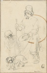 A Blind Beggar Boy and a Dog